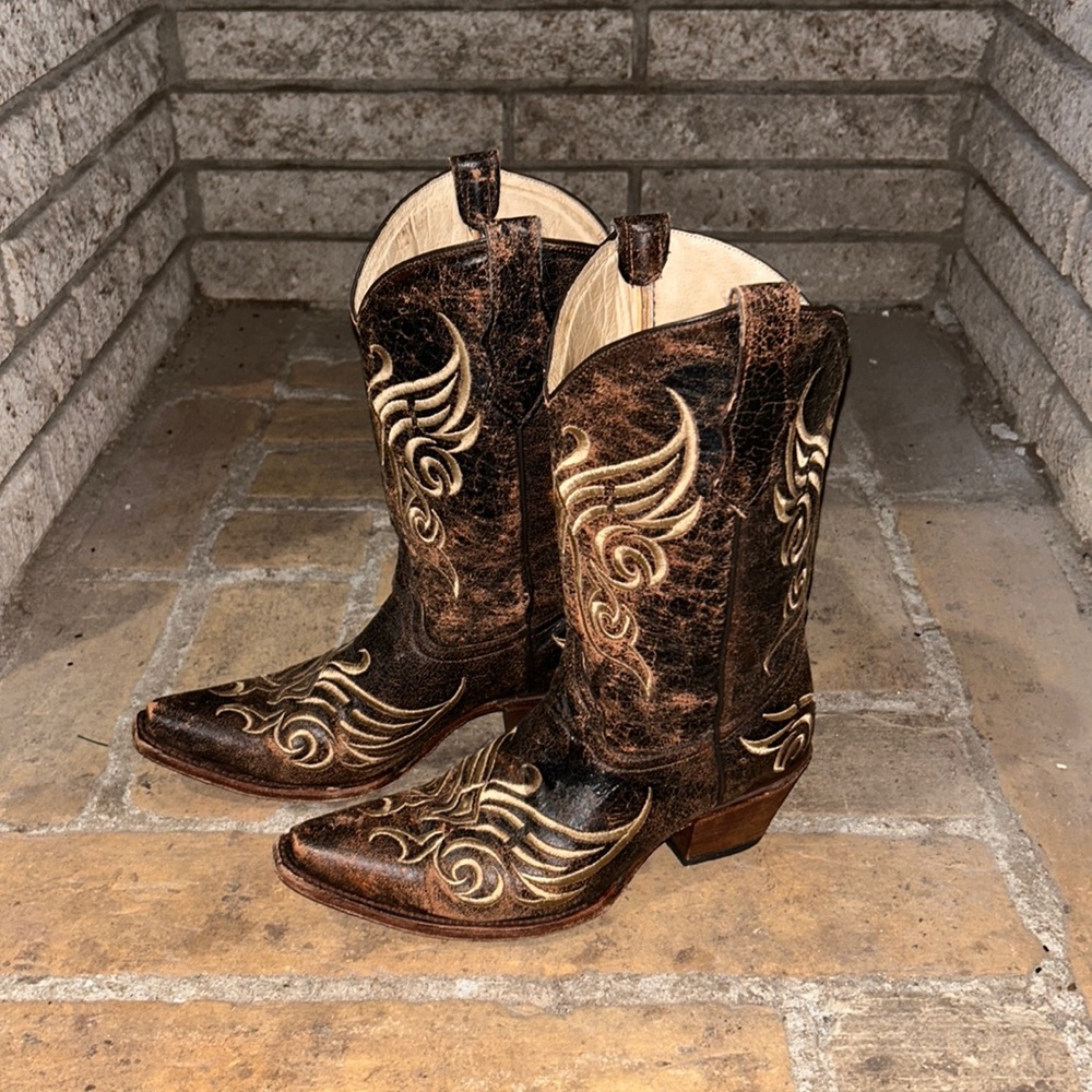 Circle G Genuine Leather Butterfly Cowgirl Boots Sz8M